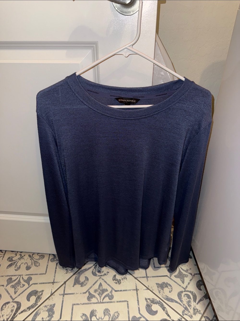 Banana Republic Navy Long Sleeve Crewneck Top